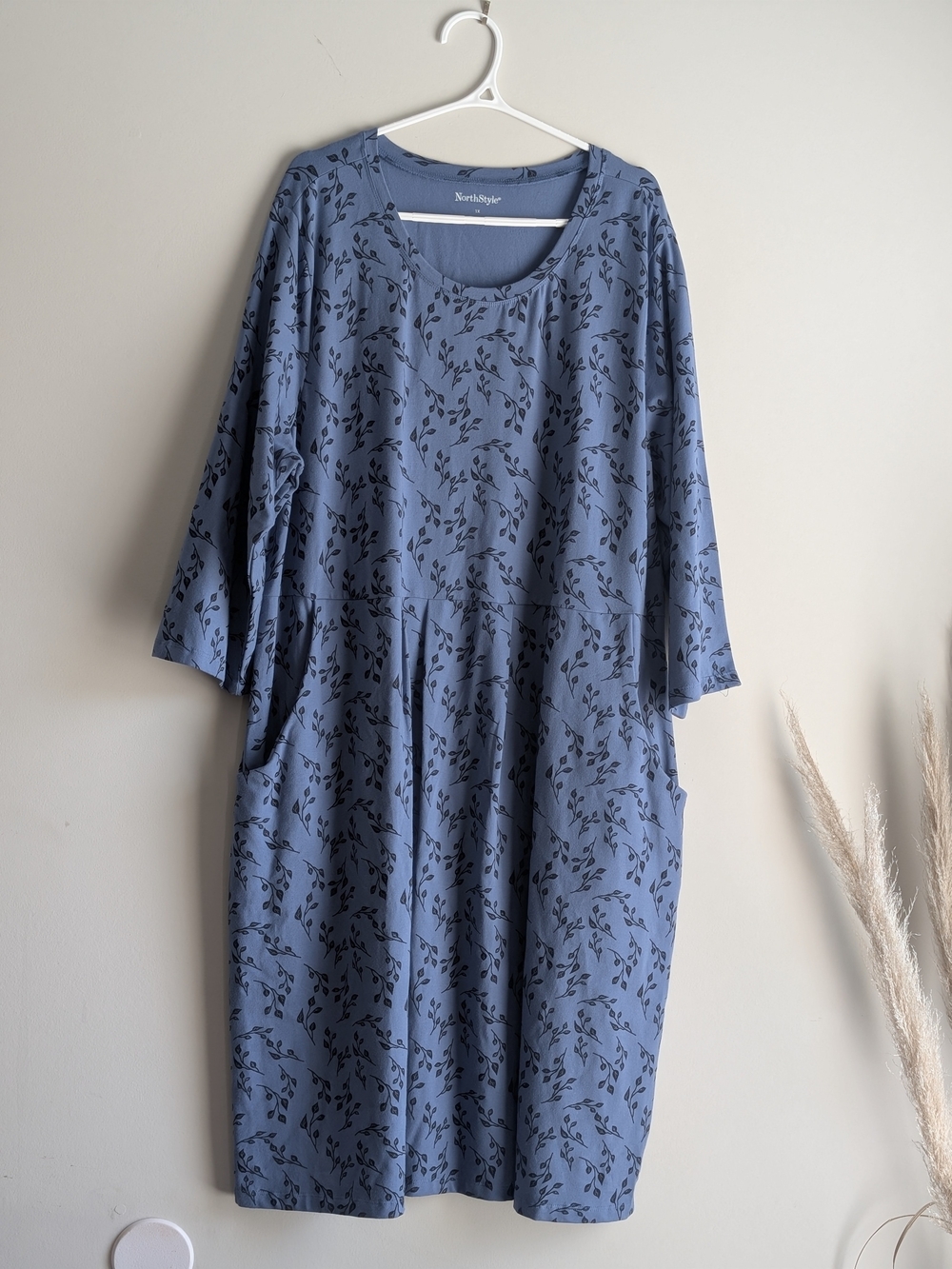 NorthStyle Slate Blue Botanical Midi Dress